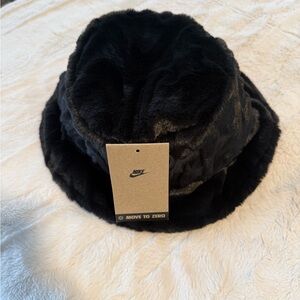 Nike Women's Luxe Black Faux Fur Hat